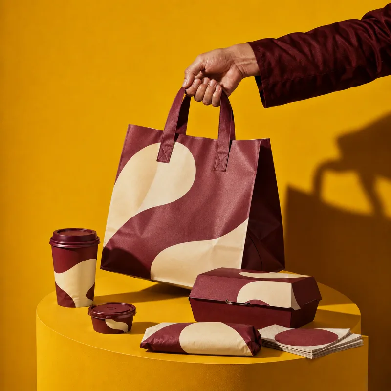 Gamme complète de packaging aux couleurs de la marque
